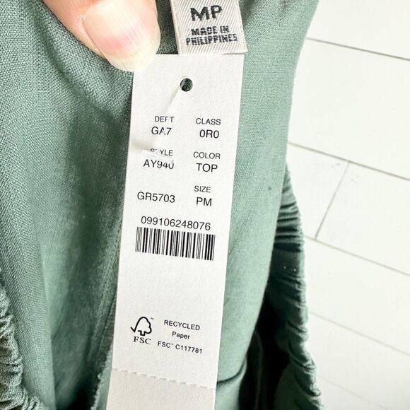 J. Crew Linen Lyocell Pull On Pants Size Medium Petite NWT Olive Green - Picture 5 of 6